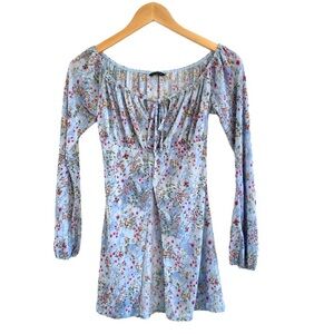 Cocomo | Y2K 90s off the shoulder split front see through ditsy floral s…